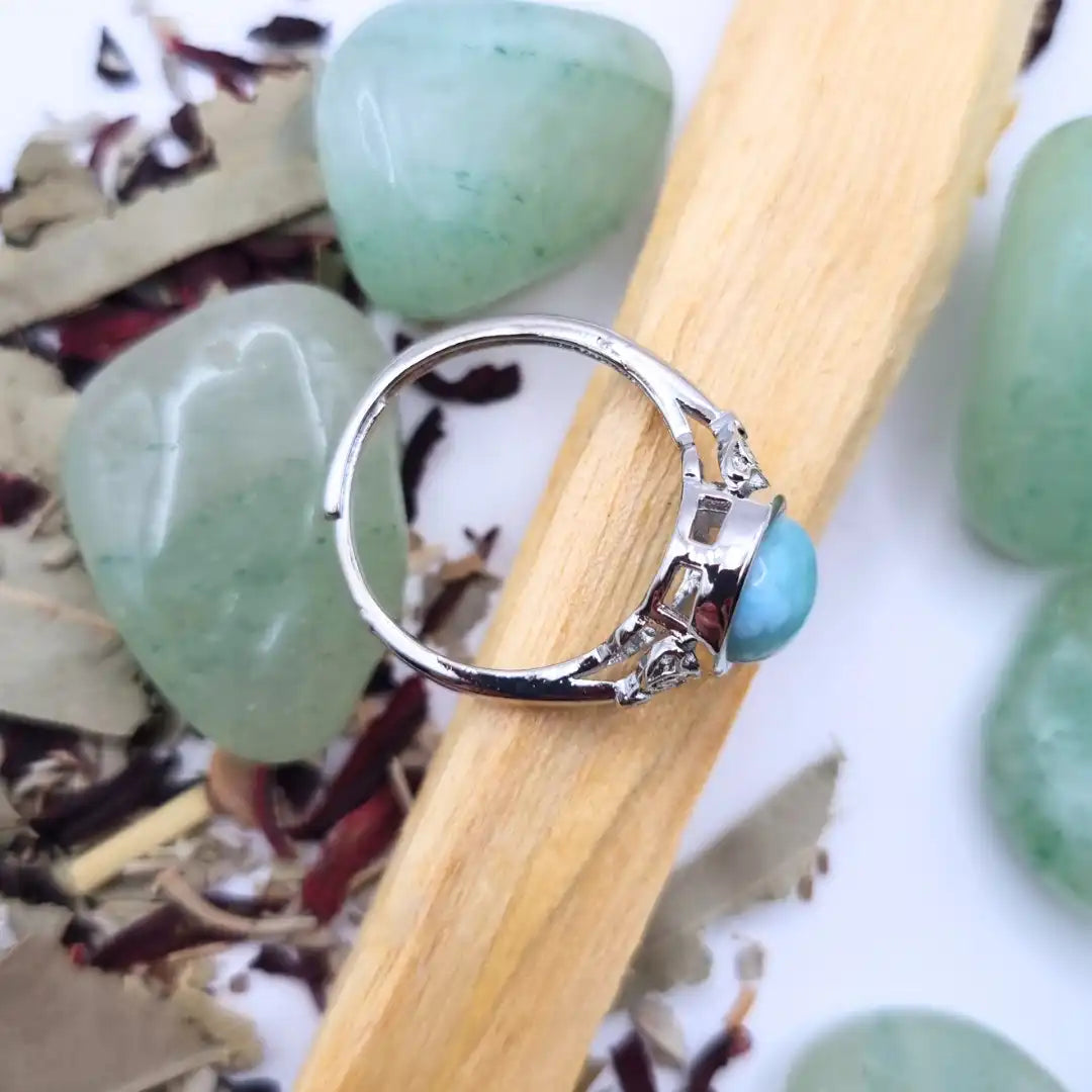 Bague Larimar Ajustable – Apaisement & douceur - Céleste