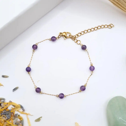Bracelet Amethyste Meera fine et dorée