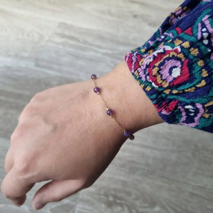 Bracelet amethyste doré minimaliste