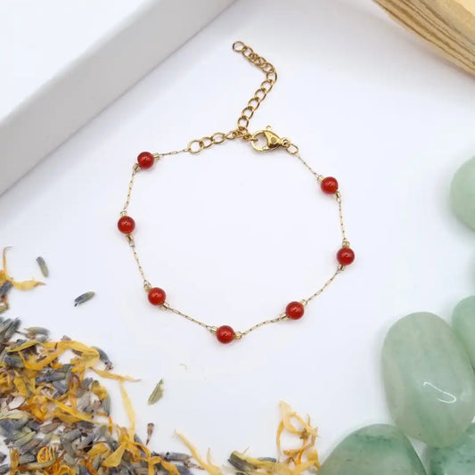 Bracelet Cornaline Mera doré et fin