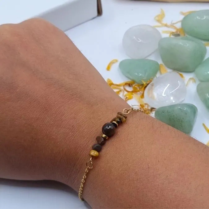 Bracelet oeil de tigre Mythra doré or 18k main
