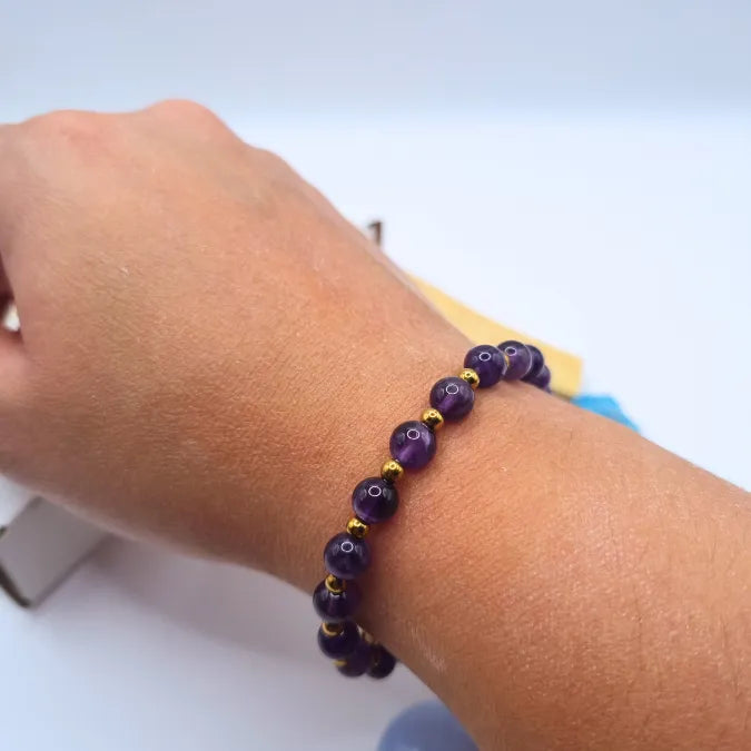 Bracelet amethyste 6mm tour de poignet 17cm