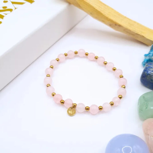 Bracelet Quartz rose 6mm