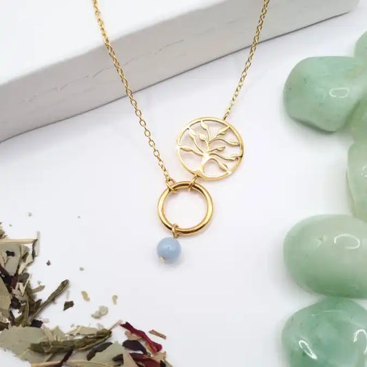 Collier Arbre de Vie Aigue-Marine – Clarté & douceur – Prithvi