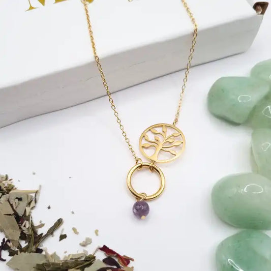 Collier Arbre de Vie Améthyste – Sérénité intérieure & intuition – Prithvi