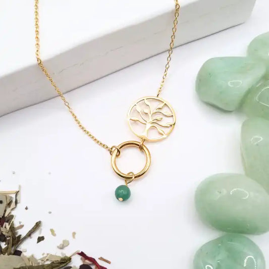Collier Arbre de Vie Aventurine Verte – Harmonie & renouveau – Prithvi