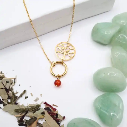 Collier Arbre de Vie Cornaline – Élan vital & confiance – Prithvi