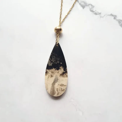 pendentif palmier fossil beige goutte MystikBox