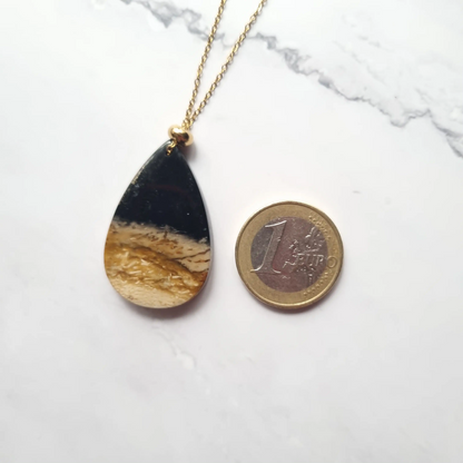 taille pendentif palmier fossil dore goutte MystikBox